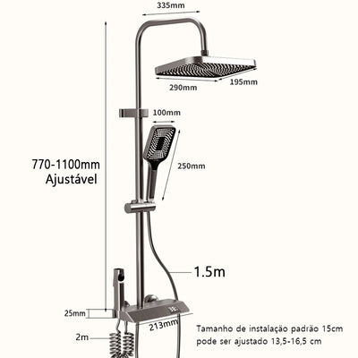 Bathroom Shower Full Set Black White Gray Bathtub Shower System Rain Pressurized Digital LED Shower Sets Hot Cold Shower Faucet