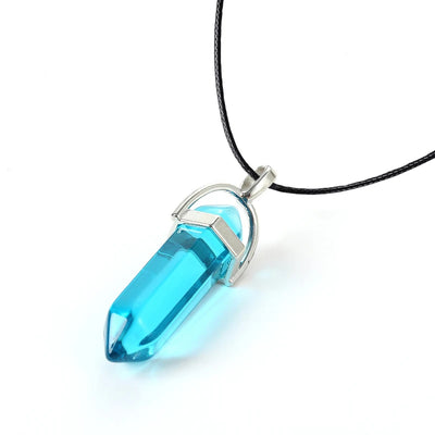2023 Hexagonal Column Quartz Necklaces Turquoises Pink Crystal Pendent Necklace For Women Chain Natural Stone Choker Jewelry