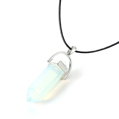 2023 Hexagonal Column Quartz Necklaces Turquoises Pink Crystal Pendent Necklace For Women Chain Natural Stone Choker Jewelry