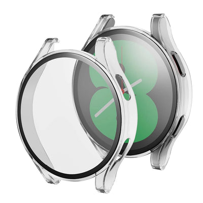 Glass+case for Samsung Galaxy Watch 4/5/6 44mm 40mm,All-Around Screen Protector Hard PC Bumper Tempered Glass for Galaxy watch 6