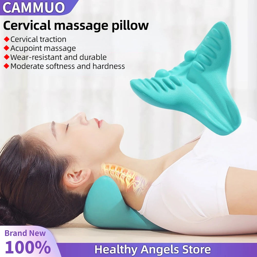 Neck Shoulder Stretcher Relaxer Cervical Chiropractic Traction Device Massage Pillow for Cervical Spine Alignment Massage Tools