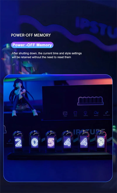 Nixie Tube Clock Night Light IPS RGB Glow Color App Control DIY Screen Digital Tube Clock For Bedroom