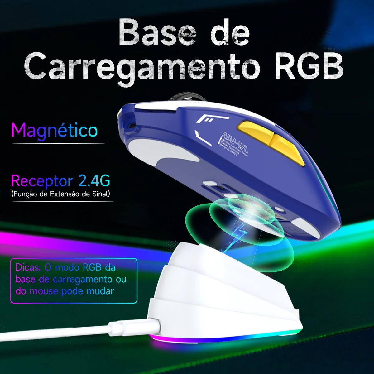 DAREU PC Gaming Mouse Tri-mode Connect Bluetooth Wired 2.4G Wireless Mice with Charging Base KBS Buttons Mous for Laptop Gamer
