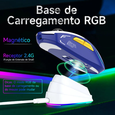 DAREU PC Gaming Mouse Tri-mode Connect Bluetooth Wired 2.4G Wireless Mice with Charging Base KBS Buttons Mous for Laptop Gamer
