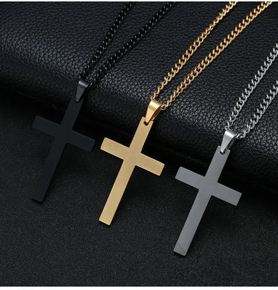 Fashion Stainless Steel Cross Pendant Necklace For Women Men Link Chain Charm Necklace Cool Boys Girls Punk Hip Hop Jewelry Gift