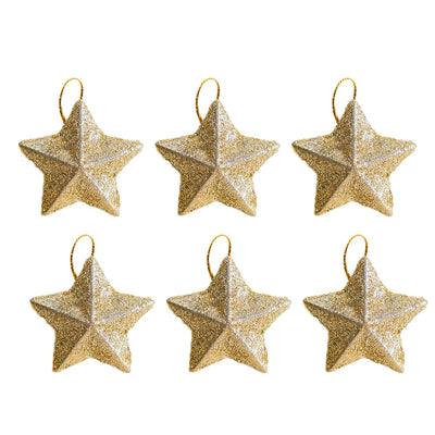 6/30PCS Christmas Glitter Star Pendant Xmas Tree Hanging Ornament Craft 5cm Plastic for Birthday Party Home Decoration Supplies