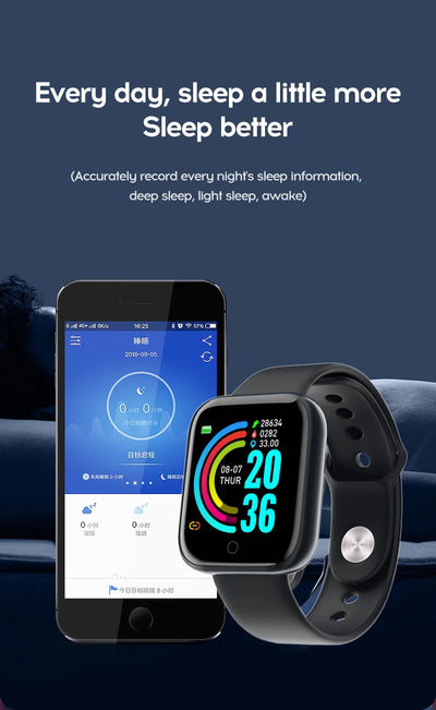 New Y68 Smart Watch D20 Color Screen Step Counting Multi Sport Mode Message Reminder Photography Music Remote Control Smart Band