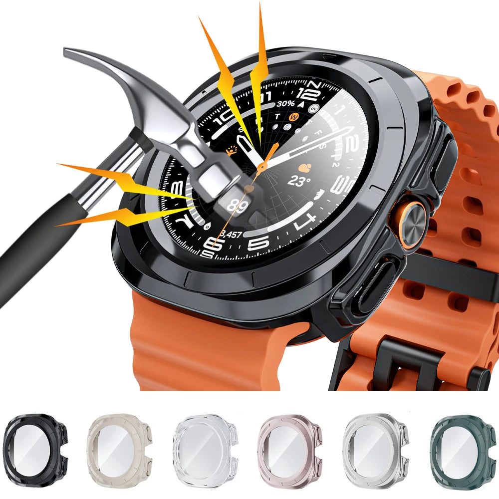 Case for Samsung Galaxy Watch Ultra 47mm accessories Tempered Glass Screen Protector Hard PC Bumper Galaxy Watch 7 ultra Cover