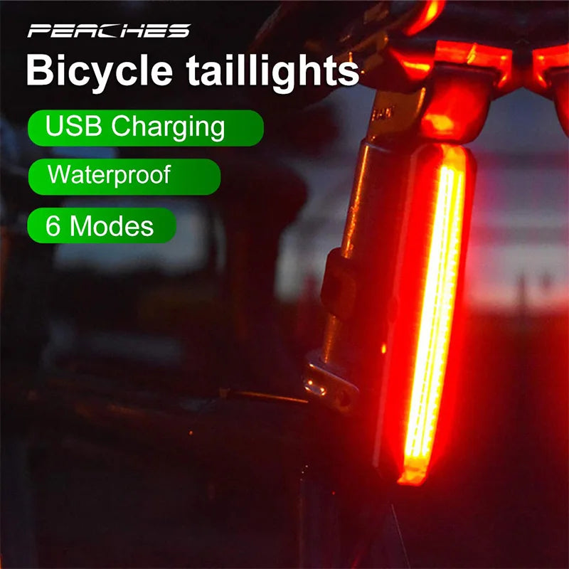 Bike Rear Light Highlight COB LED Tail Light Waterproof Bicycle USB Rechargeable Mountain Riding Cycling Tail Lamp Bicycle Parts