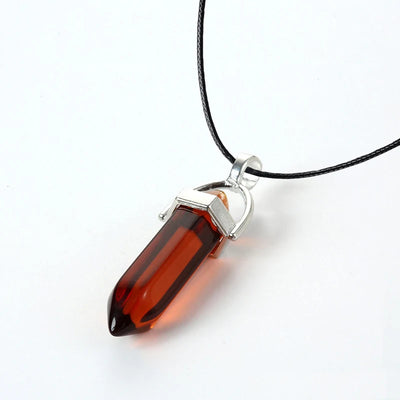 2023 Hexagonal Column Quartz Necklaces Turquoises Pink Crystal Pendent Necklace For Women Chain Natural Stone Choker Jewelry