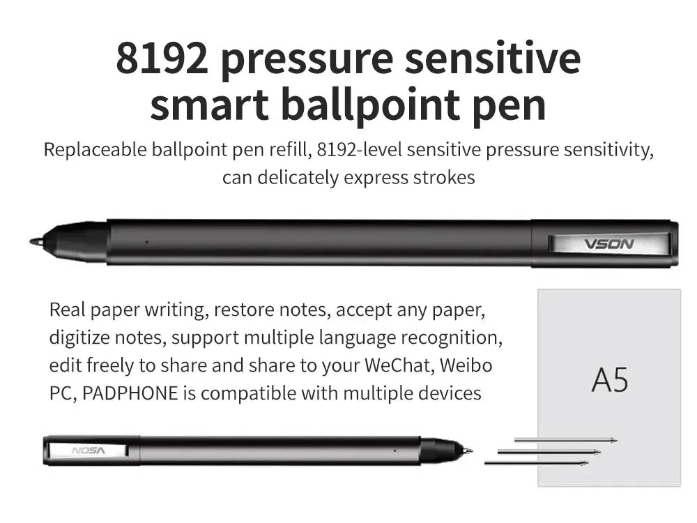 Aulidtech iNote Bluetooth Digital Smart Notebook A5 Paper Writing Board Tablet 10 Inch Smart Notebook Drawing Note Pad