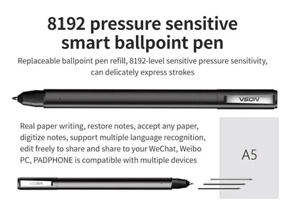 Aulidtech iNote Bluetooth Digital Smart Notebook A5 Paper Writing Board Tablet 10 Inch Smart Notebook Drawing Note Pad