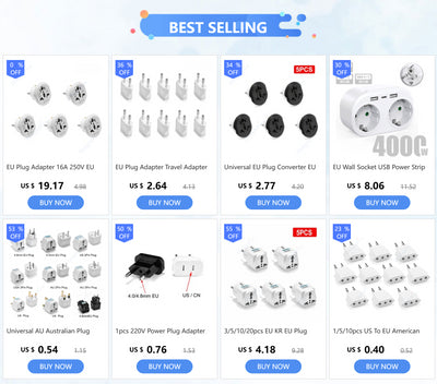 KR Plug Adapter Multifunction Universal AU UK US To EU Electrical Socket Type E/F France Spain Plug Travel Adapter AC Outlet