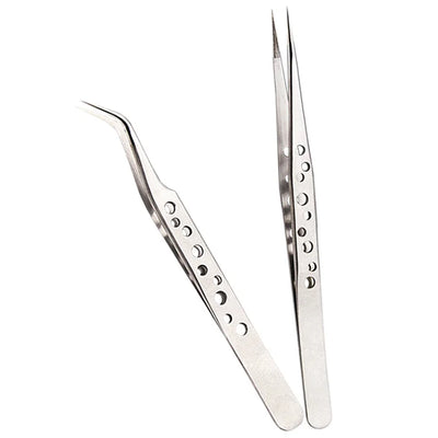 Electronics Industrial Tweezers Precision  Anti-static Curved Straight Tip Stainless Forceps Phone Repair Hand Tool