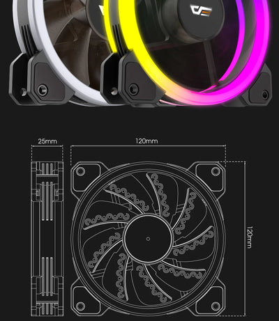 Darkflash DR11 Rgb Fan Ventoinha PC Controladora 120mm Computer Case Fan Kit 6pin Water Cooler CPU Cooling Fans Argb Ventilador