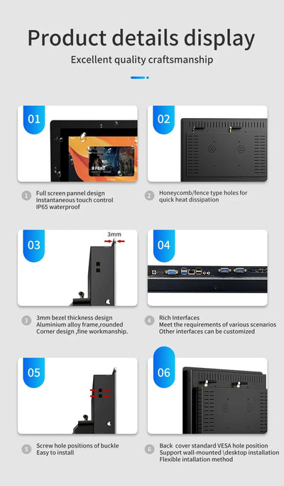 Waterproof Brightness Capacitive TouchScreen True Flat X86 Price 10.1Inch Embedded Industrial Tablet Computer Panel PC