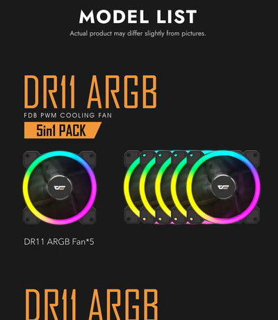 Darkflash DR11 Rgb Fan Ventoinha PC Controladora 120mm Computer Case Fan Kit 6pin Water Cooler CPU Cooling Fans Argb Ventilador