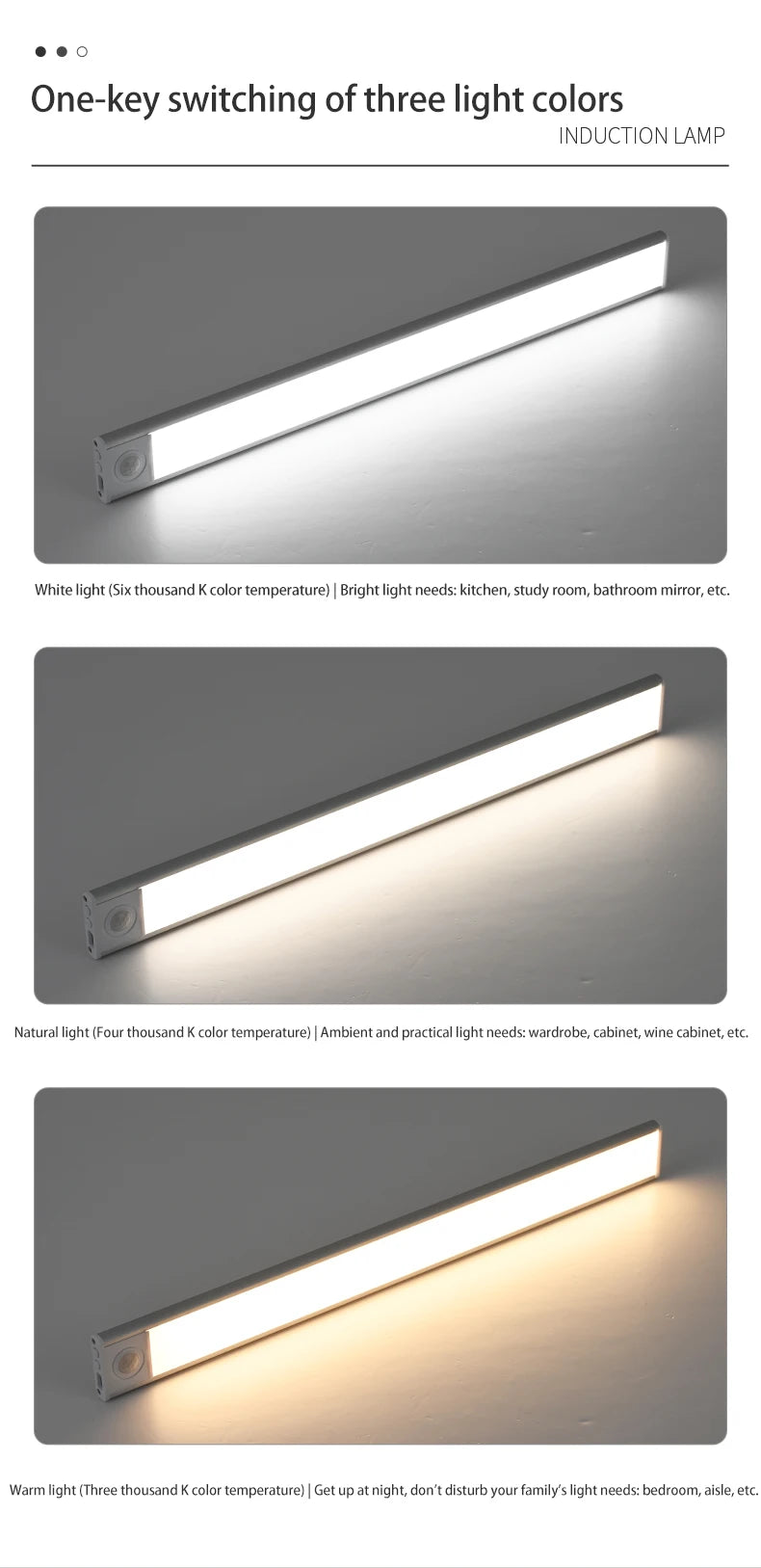 Led night light sensor de movimento sem fio usb armário luz noturna lâmpada para armário de cozinha quarto guarda-roupa 20/30/40/60cm