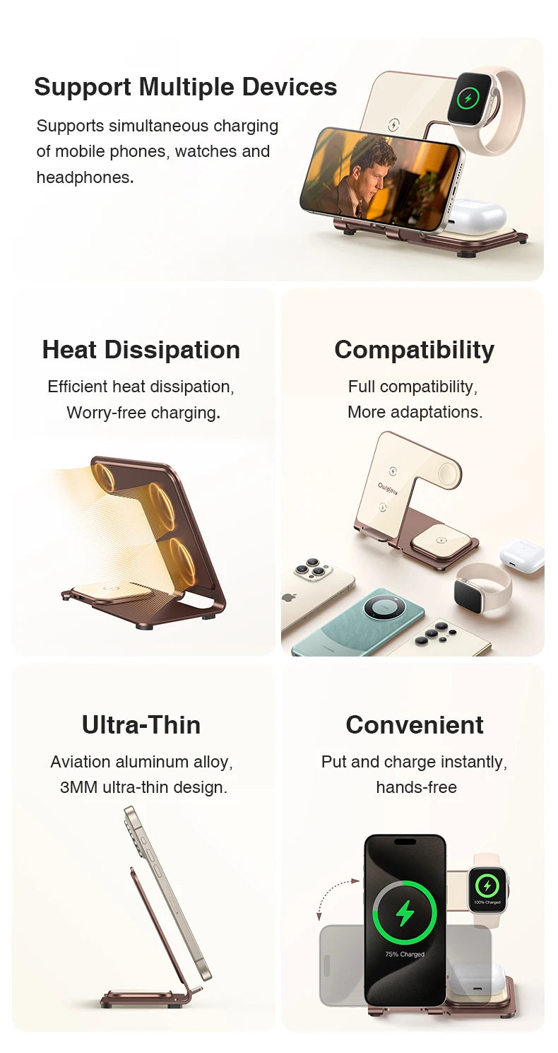 Charging Station 3 in 1, Fast Wireless Charger Stand for iPhone15/14/13/12/Pro/Max/Plus/XS/XR/X/8, Apple Watch 8/7/6/5/4/3/2/SE