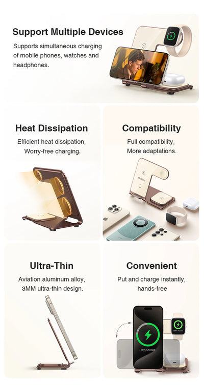 Charging Station 3 in 1, Fast Wireless Charger Stand for iPhone15/14/13/12/Pro/Max/Plus/XS/XR/X/8, Apple Watch 8/7/6/5/4/3/2/SE