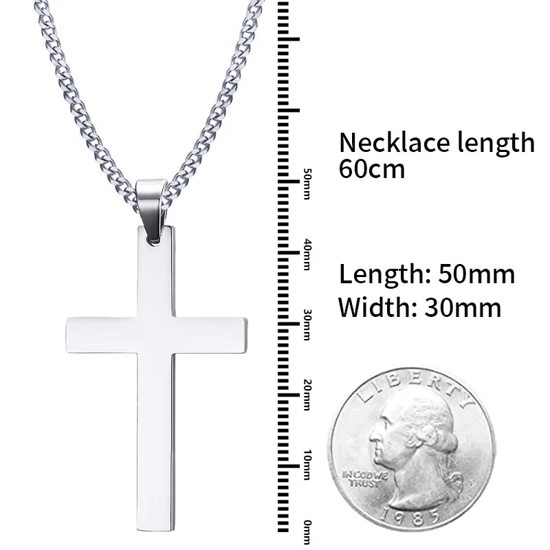 Fashion Stainless Steel Cross Pendant Necklace For Women Men Link Chain Charm Necklace Cool Boys Girls Punk Hip Hop Jewelry Gift