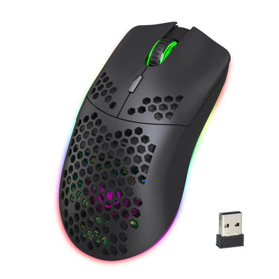 New T66 Rechargeable USB 2.4G Wireless Honeycomb Gaming Mouse RGB Lighting Mice Gamer Mouse For Notebook Desktop PC Computers