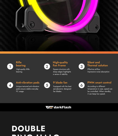 Darkflash DR11 Rgb Fan Ventoinha PC Controladora 120mm Computer Case Fan Kit 6pin Water Cooler CPU Cooling Fans Argb Ventilador