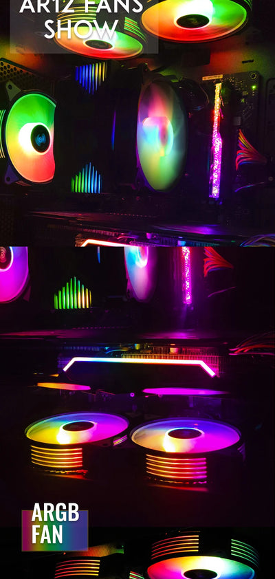 Aigo AR12 120mm PC Gamer Computer Case Fan RGB 12v Heatsink Aura Sync Cooler Argb Silent Controller Kit Fan Cooling Ventilador
