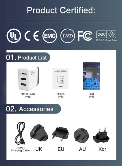 Switch Dock 65W GaN USB C Charger Power 4K HDMI-Compatible Portable Docking Station for Nintendo Switch Laptop iPad Smart Phone