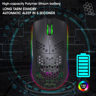 New T66 Rechargeable USB 2.4G Wireless Honeycomb Gaming Mouse RGB Lighting Mice Gamer Mouse For Notebook Desktop PC Computers