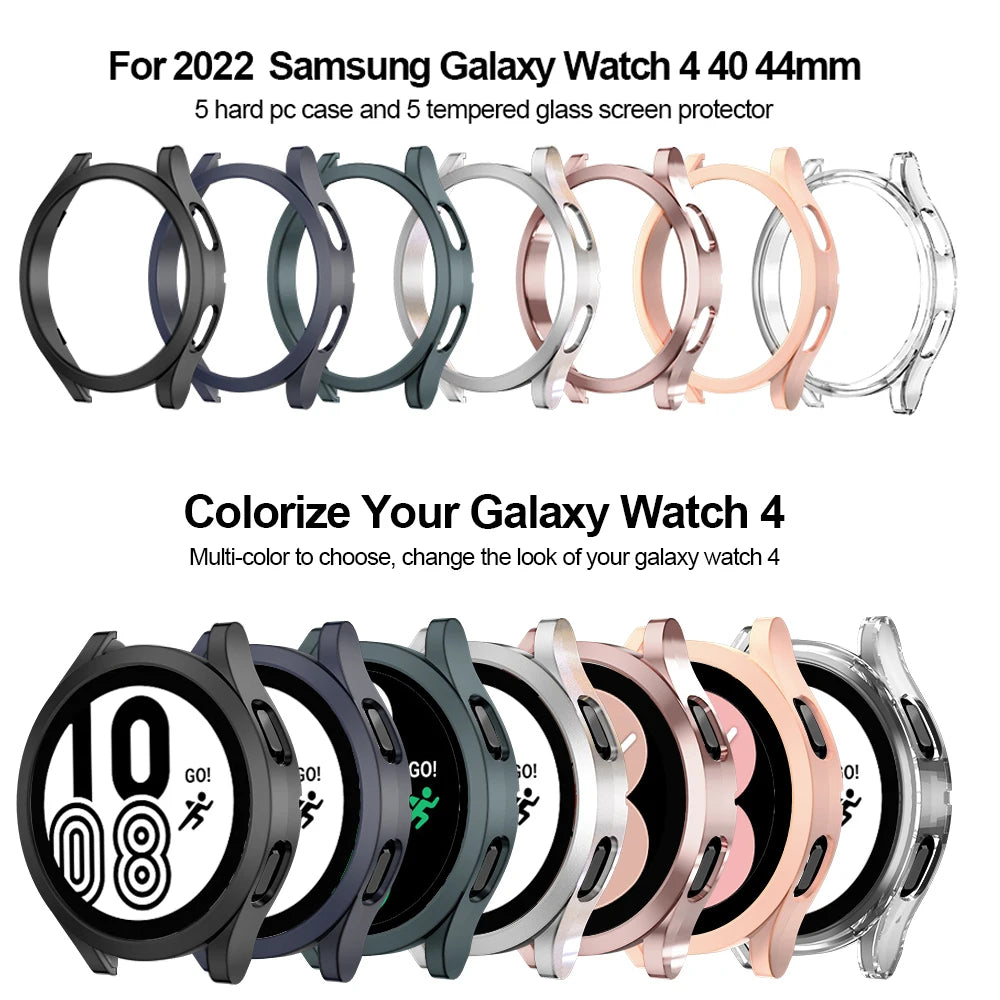 PC Matte Watch Case for Samsung Galaxy Watch 4 40mm 44mm Cover All-Around Protective Bumper Shell for Watch 4 Classic 42mm 46mm