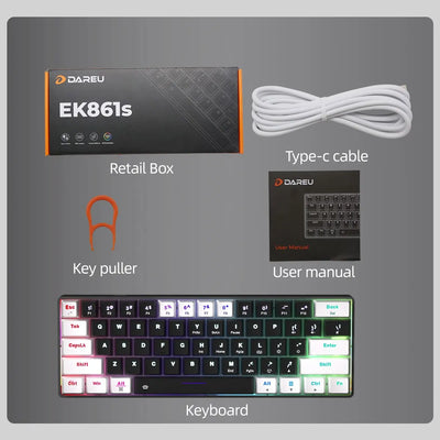 DAREU EK861S RGB Wired Mechanical Keyboard 61 Keys Red Switches ABS Keycaps N-key Rollover with Magnetic Feet