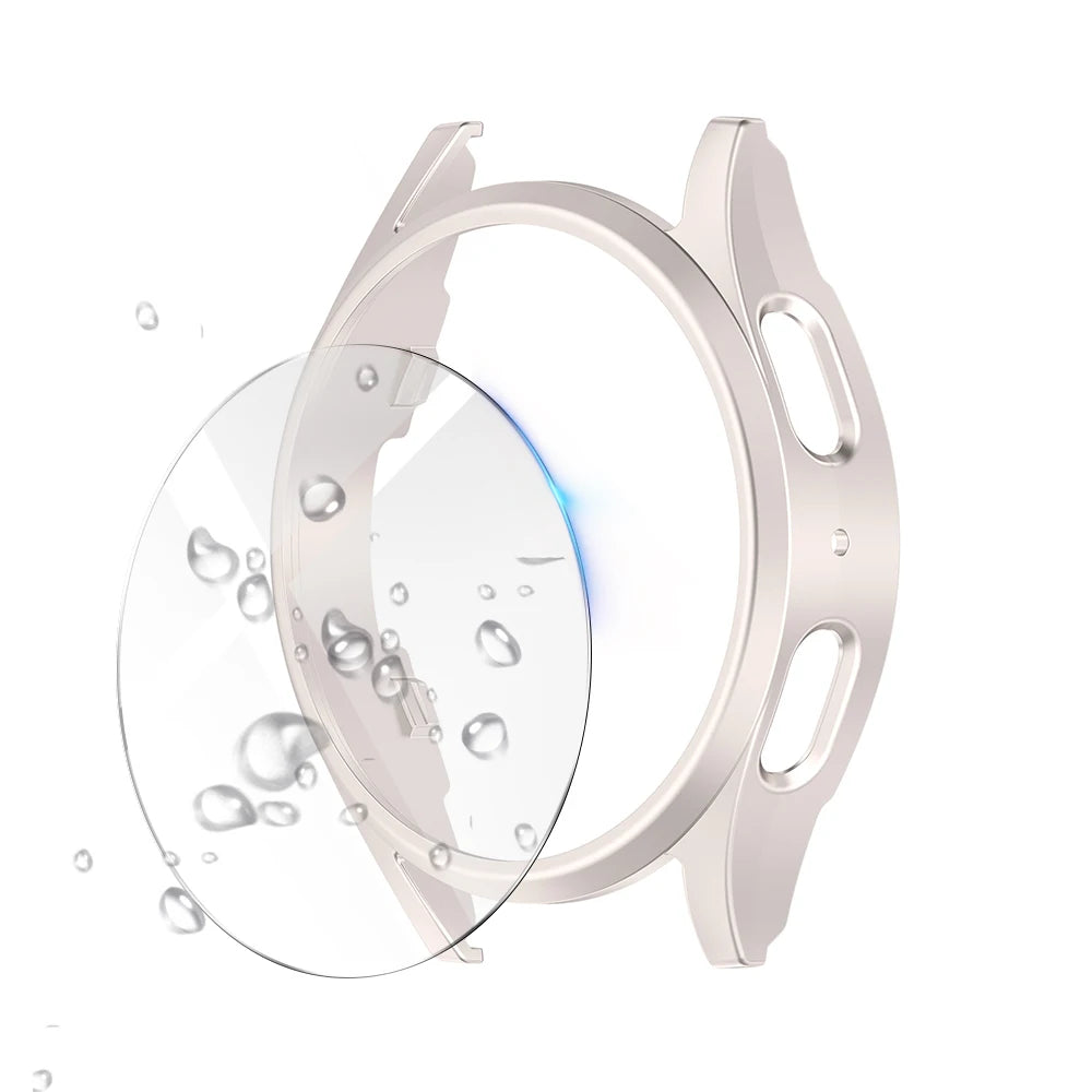 Glass+Case for Samsung Galaxy Watch 7 44mm/44mm Screen Protector Tempered Glass&Hard PC Protective Bumper Cover Accessories Set