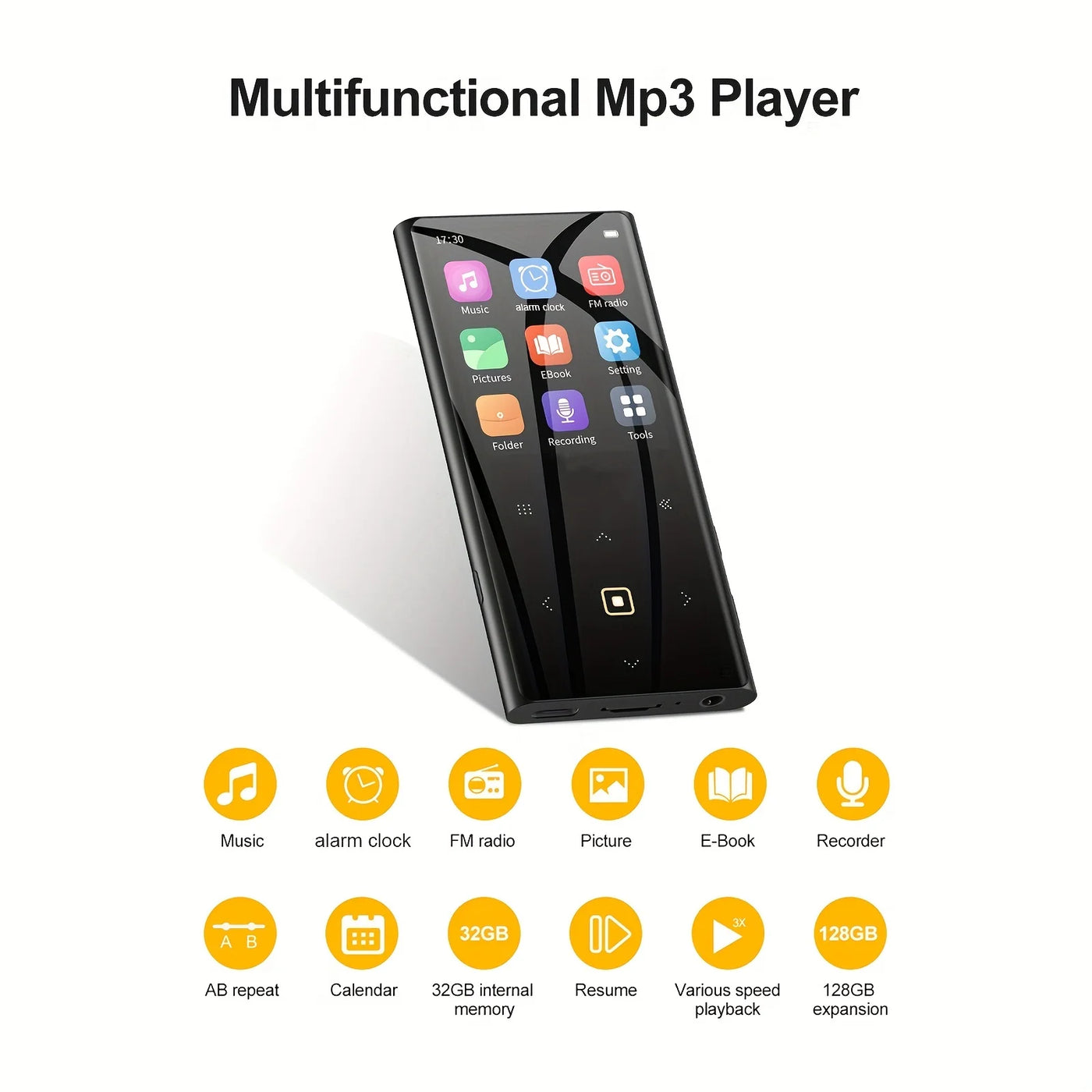 32GB Portable Digital Lossless Music MP3 Player With 2.4-inch Screen, Built-in Speaker,Supports Up To 128GB TF Card