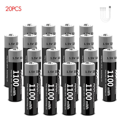 MATOV USB Li-ion AAA Rechargeable Battery Aaa 1.5V 1100mWh Lithium Batteries with 4-in-1 USB Cable for Toys Camera Flashlight