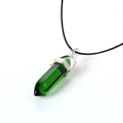 2023 Hexagonal Column Quartz Necklaces Turquoises Pink Crystal Pendent Necklace For Women Chain Natural Stone Choker Jewelry