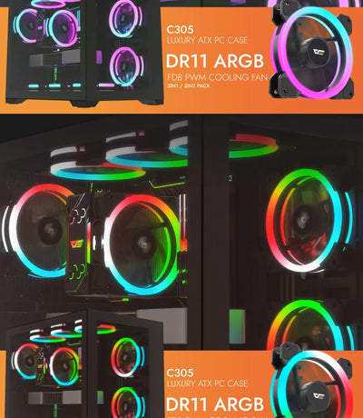Darkflash DR11 Rgb Fan Ventoinha PC Controladora 120mm Computer Case Fan Kit 6pin Water Cooler CPU Cooling Fans Argb Ventilador
