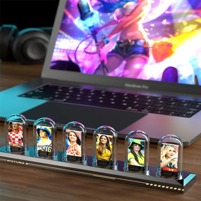 Nixie Tube Clock Glow RGB LED IPS Colour Screen Digital Clock DIY Analog Digital Tube Night lights APP Control Gaming Room Decor