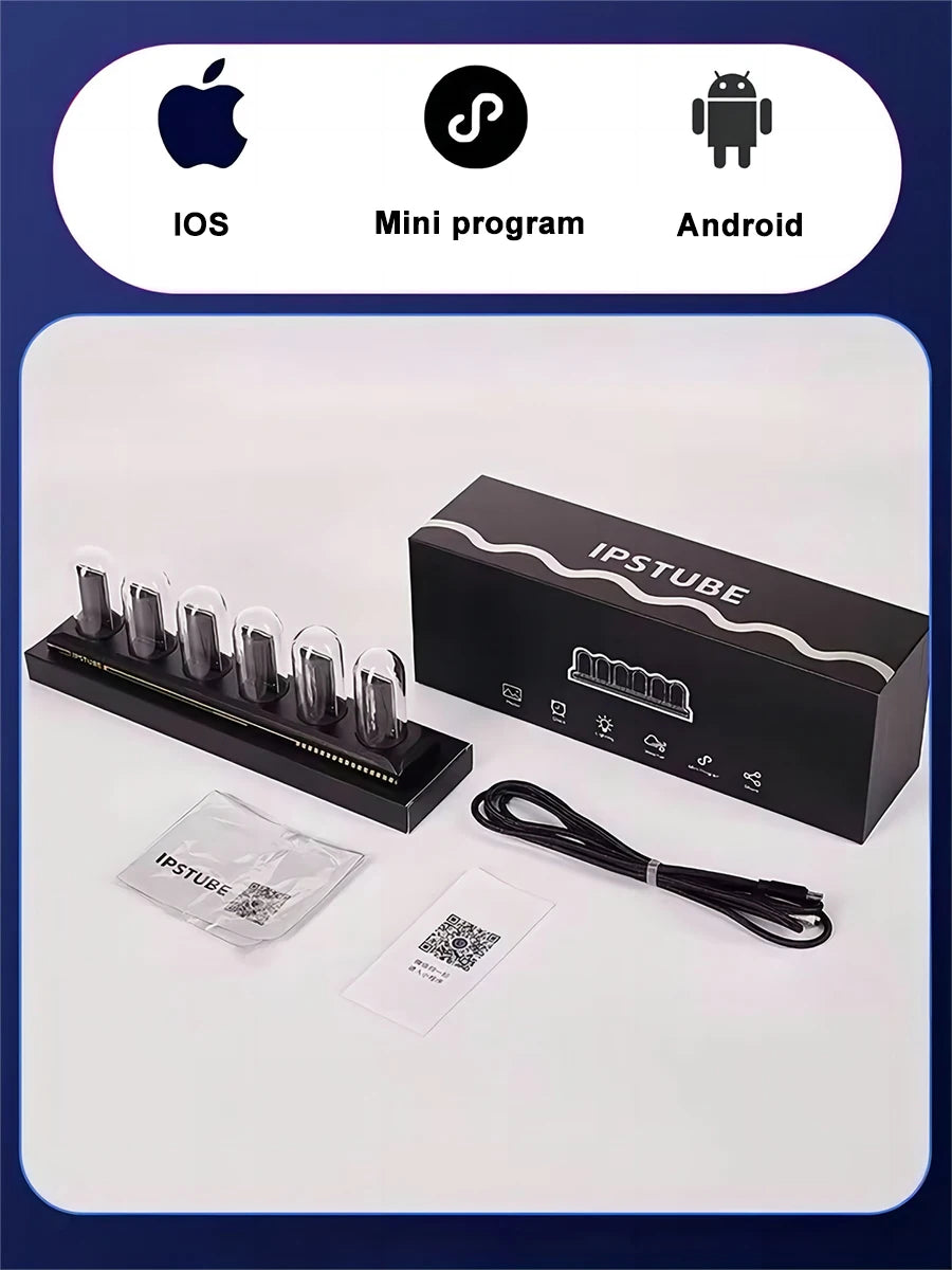Nixie Tube Clock Night Light IPS RGB Glow Color App Control DIY Screen Digital Tube Clock For Bedroom