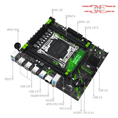 MACHINIST X99 Motherboard kit with Intel Xeon E5 2680 V3 CPU + DDR4 8GBx2 2133MHz Dual-Channel RAM Set Computer Combo X99 PR9