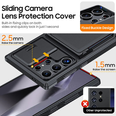 For Samsung Galaxy S24 Ultra Frosted Anti-Slip Matte Shockproof Airbag Wallet Phone Case Slide Camera Cover Full Coverage Case
