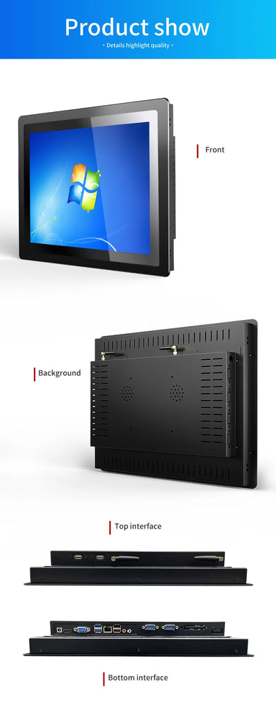 Waterproof Brightness Capacitive TouchScreen True Flat X86 Price 10.1Inch Embedded Industrial Tablet Computer Panel PC