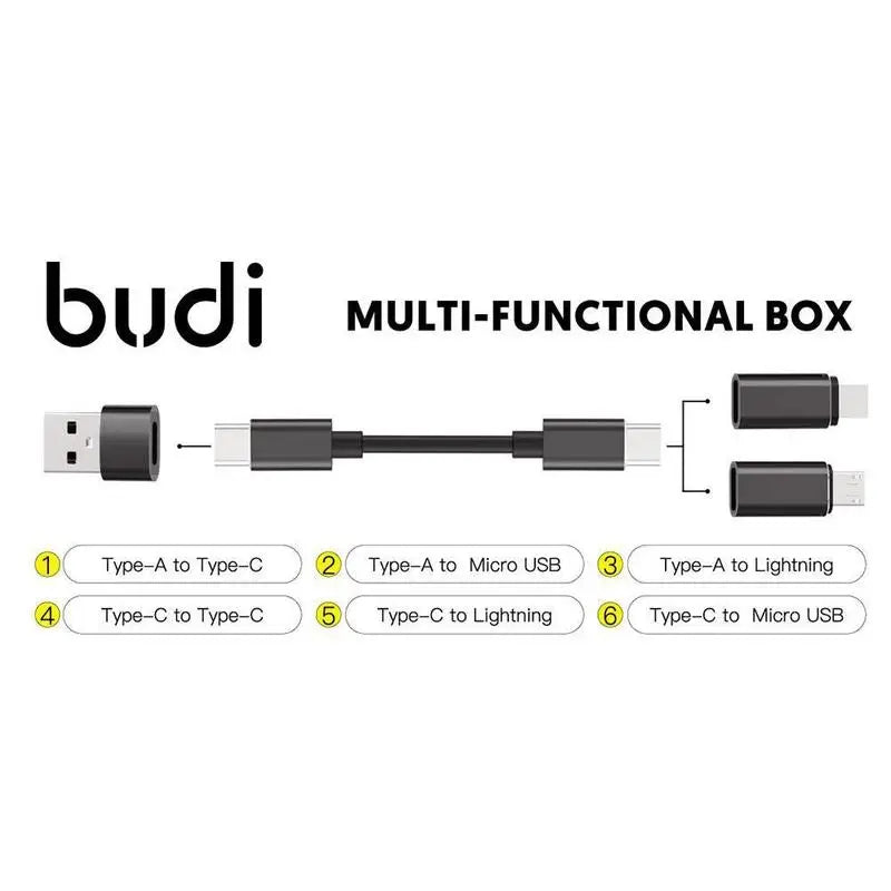 BUDI Multi Function Smart Adapter Data Wire Rod SIM KIT TF Card Memory Reader Storage Case Phone Cradle