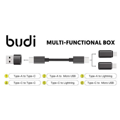 BUDI Multi Function Smart Adapter Data Wire Rod SIM KIT TF Card Memory Reader Storage Case Phone Cradle