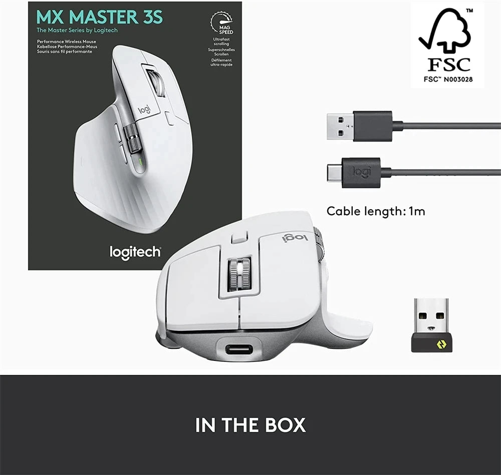 Original Logitech MX Master 3S /MX Master 3 Wireless Mouse 8000 DPI Auto-Shift Scroll Wheel Wireless Bluetooth Mouse Office Mice