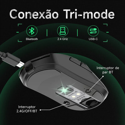 DAREU PC Gaming Mouse Tri-mode Connect Bluetooth Wired 2.4G Wireless Mice with Charging Base KBS Buttons Mous for Laptop Gamer