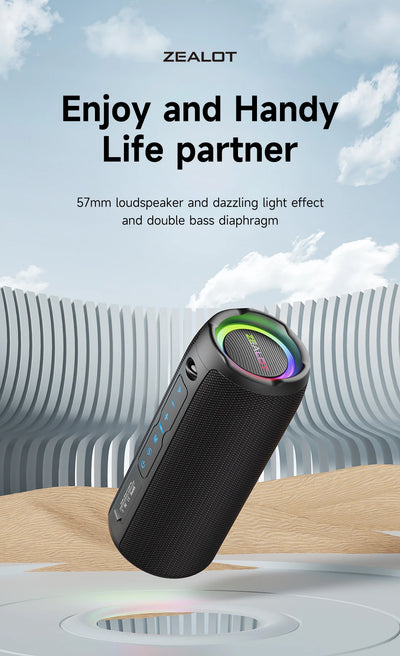ZEALOT S49PRO 20W Portable Bluetooth Speaker Sound Box Portable IPX6 Waterproof Outdoor Stereo Music Subwoofer Party Speaker