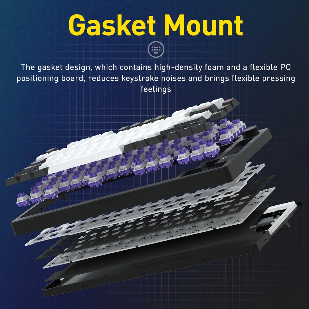 DAREU Wired Gasket Mechanical Keyboard N-Key Rollover Anti-ghosting RGB Backlight Dream switch with Multi Media Button