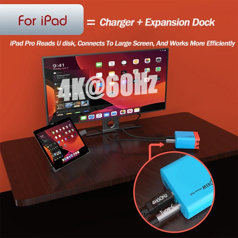 Switch Dock 65W GaN USB C Charger Power 4K HDMI-Compatible Portable Docking Station for Nintendo Switch Laptop iPad Smart Phone