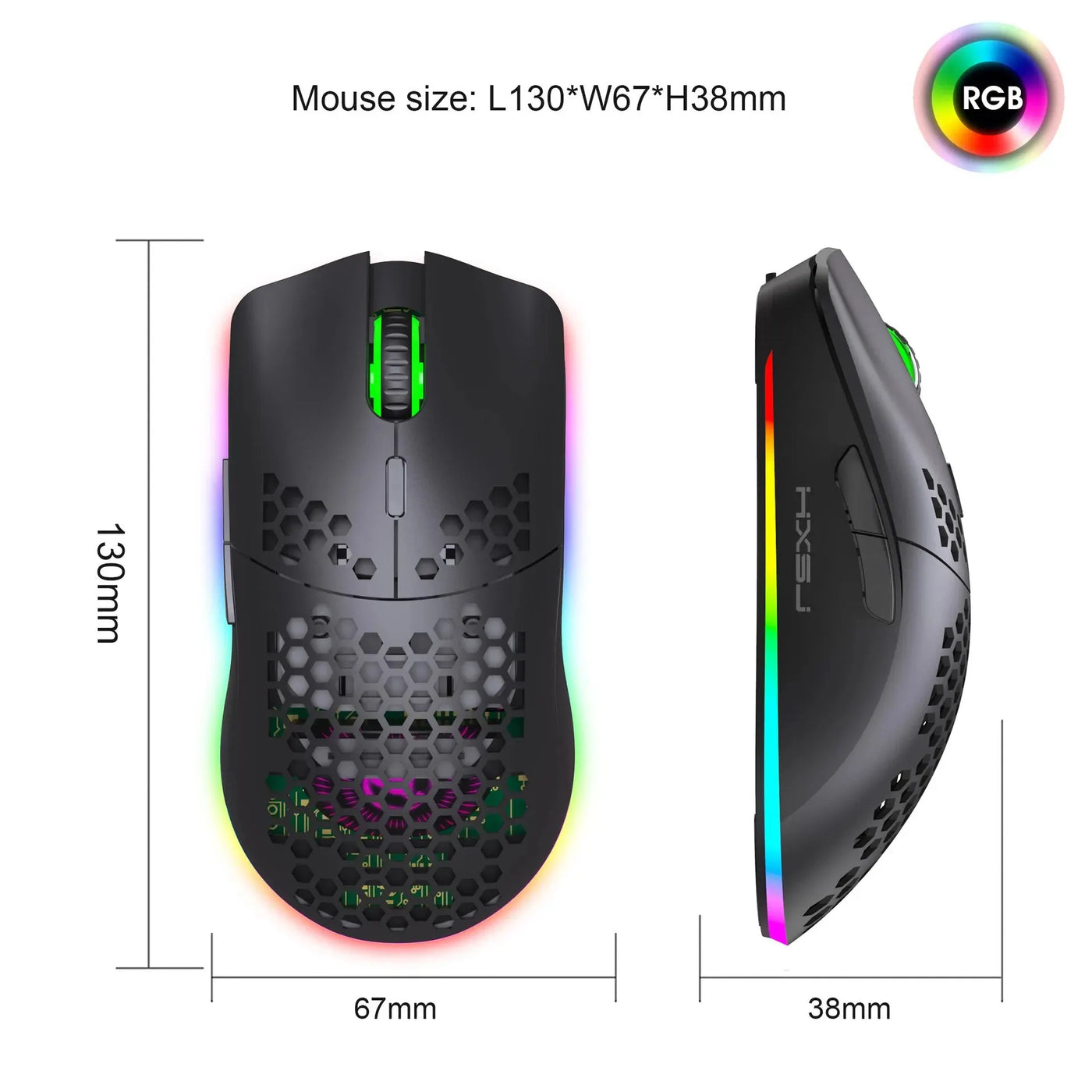 New T66 Rechargeable USB 2.4G Wireless Honeycomb Gaming Mouse RGB Lighting Mice Gamer Mouse For Notebook Desktop PC Computers